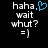Two side-by-side pixelated text displays on black background, one with blue heart symbol replacing period after 'haha', the other without.