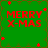 Green background with red 'MERRY X-MAS' text and scattered red star shapes in a