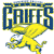 Pixelated graphic with blue text 'GRIFFS' above a yellow griffin-like creature on white background.
