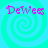 Four identical display a cyan and turquoise spiral background with pink text reading "DeWees" in a pixelated font