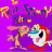 A 48x48 pixel animated buddy icon featuring two cartoon characters on a purple background with green text reading "Original Icons .com" on the right side, displayed as a contact sheet of two frames.