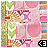 Pixelated pink and green patterned icon with repeating shapes, small black-and-white directional symbol in bottom-right corner.
