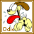 Pixelated cartoon character with brown hair, red mouth, and yellow limbs in a white background framed by brown border.