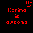 Red pixelated text and heart symbol on black background, with 'Korima' and 'awosome' text in two identical side-by-side arrangements.