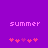Purple background with 'summer' text and heart symbols in two states.