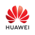 Red pixelated flower-like symbol with gradient center above gray blocky text reading HUAWEI on light gray background.