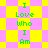 Green text "I Love Who I Am" arranged in vertical on a yellow and pink checkered background with diamond-shaped patterns