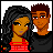 Pixel art buddy icon featuring two characters with text "I miss you :" on the right side, displayed in a contact sheet layout.