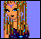 Pixelated character with long brown braided hair adorned with blue and white beads, wearing a dark purple top against light blue background.