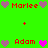 Green background with red text and heart symbols arranged in a pattern, featuring names Marlee and Adam with alternating pink and purple hearts