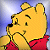 Pixelated yellow bear with black nose and eyes, wearing red shirt, hand near mouth, blue gradient background.