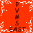 Red background with white pixelated border and central starburst pattern, featuring vertical text reading 'PVM5' and 'EAST' in dark brown
