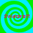 Four identical green and cyan spiral patterns arranged in a with red text reading "Swisars!!!" on each spiral