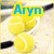 Yellow tennis balls on a light surface with blue text labels and symbols in four quadrants.