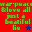 Green pixelated text on red, purple, and blue backgrounds with a star symbol changing from dark blue to red.