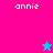 Pixelated text 'annie' appears on four colored backgrounds with two star icons in different positions.