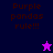Pixelated image with 'Purple pandas rule!!!' text and two star icons on purple and dark blue backgrounds.
