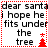 A static image with four identical showing text and a red Christmas tree icon, each bordered by red dotted lines
