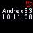 Red heart symbol above repeated text 'Andre <33' and date '10.11.08' in pixelated white font on black background.