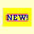 Yellow rectangular icons with blue text outlined in red, displaying 'NEW!' and 'IM' variations on a light yellow background.
