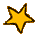 Three yellow star icons with brown outlines on gray background; top-left and top-right stars are static, bottom star has orange pixelation around edges.