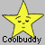 Two yellow star-shaped cartoon characters with facial expressions and the text "Coolbuddy" below each, displayed side-by-side on a gray background.