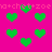 Pixelated green hearts float over a bright pink background with repeating text "w+chet+zoe" in light red.