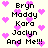 Pixelated text lists names and "And Me!!!" surrounded by pink hearts on a light background, with repeated text blocks and heart positions shifting slightly across frames.