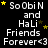 Black background with white text repeating 'So Obi N and HaLi Friends Forever<3' , yellow stars scattered throughout