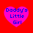 Four pink heart shapes on a red background, each containing blue text reading "Daddy's Little Girl" in pixelated font.