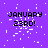 Purple background with white pixelated confetti and repeated black text 'JANUARY 23RD!' in a