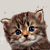 Animated contact sheet of a tabby kitten with blue eyes showing three distinct facial expressions across sampled frames: neutral, winking, and squinting.