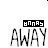 identical pixelated 'AWAY' text icons with black 'BOHBS' labels above each, showing subtle red dot changes across frames