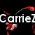 A pixelated image with text overlays and a central symbol on black background.