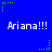 Blue background with repeated white text 'Ariana!!!' and green star-shaped pixel animations scattered across the frame.