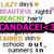 Pixelated static image with multiple text fragments and color blocks including pink 'CANDACE!' on black, green 'BROOK', purple 'FRANKS', brown 'LAST', gray 'days', blue 'right', orange accents.