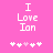 Pixelated text 'I Love Ian' on pink background with white and light pink heart symbols below.