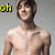 A shirtless person with short brown hair stands against a light gray background, with text overlays changing across frames.