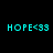 Two identical cyan pixelated text strings 'HOPE<33' displayed side-by-side on a black background.