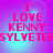 four identical with pink text on a purple-to-cyan gradient background, each displaying "I LOVE KENNY" followed by "SYLVESTER" with a heart symbol replacing the 'E' in "Sylvester"