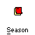 Pixelated icon set with multiple variations of a blue figure, yellow and red objects, and text labels like 'Season', 'Buddy Season', 'Info Season', and 'Warn Season' on gray background.