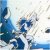 Pixelated blue and white abstract shapes with scattered dark gray accents on a light background.
