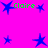 Bright pink background with blue star shapes and green text reading "Claire" in multiple positions.