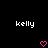 Pixelated text 'kelly' appears twice on a black background with pink heart symbols below each instance.