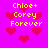 Pixelated pink background with red hearts and yellow text reading 'Chloe+ Corey Forever' repeated across the image.