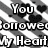 A four- of pixelated text and symbols with heart motifs, featuring black-and-white and pink patterns in the top and blue ECG-like lines forming a heart shape on dark background in bottom-left