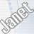 A 48x48 pixel animated buddy icon showing the name 'Janet' in a stylized font across two frames with visible anti-aliasing and transparency effects on a light blue striped background.