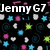 A static buddy icon with four distinct sections: top-left stars and circles on black, top-right teddy bear, bottom-left pink floral with text, bottom-right empty gray.