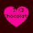 Four pink heart-shaped icons with 'I <3 Chocolate' text on a dark background, each showing slight variations in pixelation and alignment.