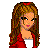 Pixel art contact sheet of a female character in red and beige attire with multiple poses, close-ups, and text elements including "mwh" logo and lips icon.